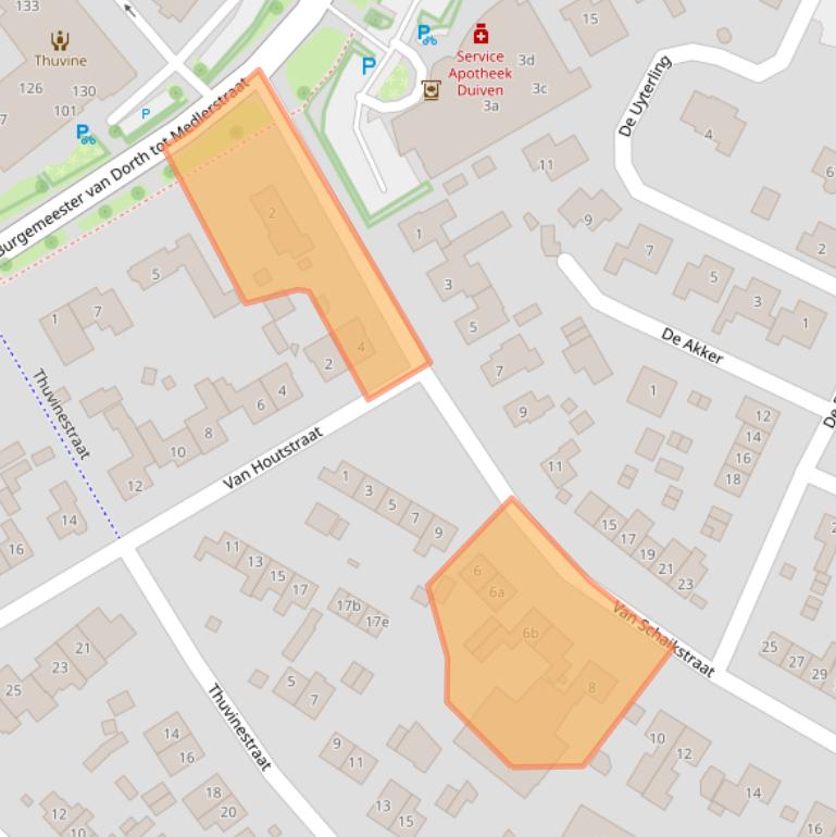 Kaart van postcodegebied 6921BM.