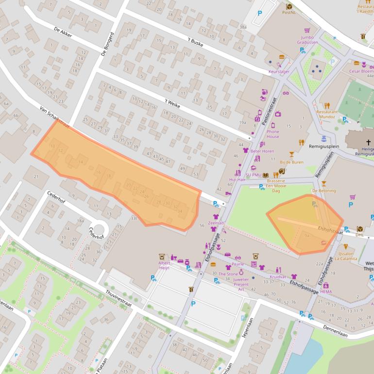 Kaart van postcodegebied 6921BN.