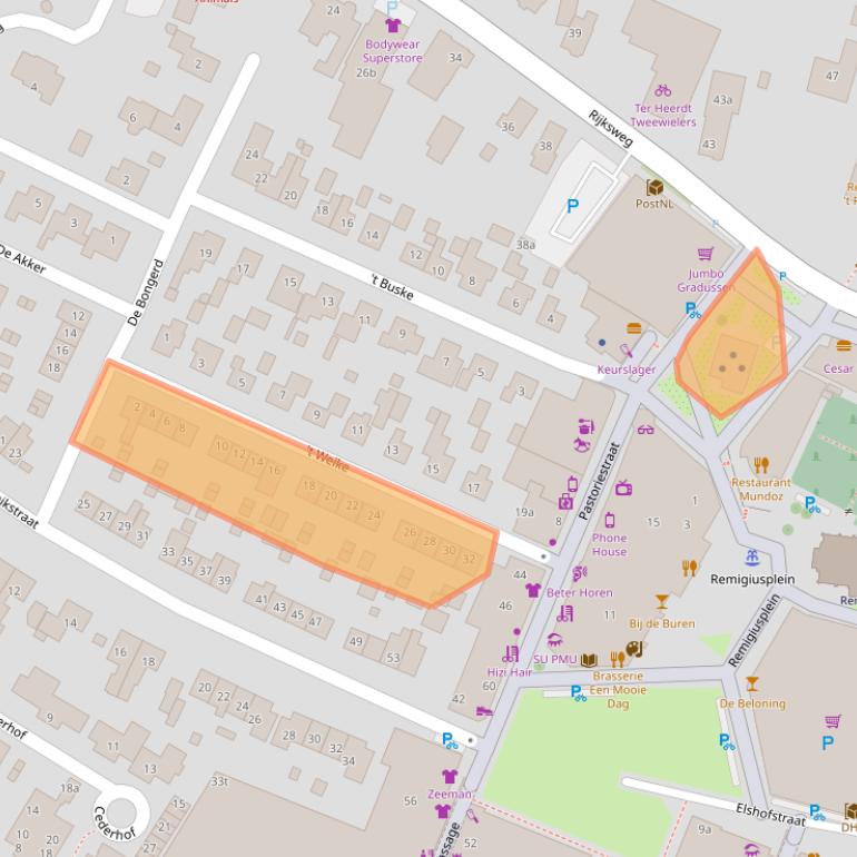 Kaart van postcodegebied 6921BV.