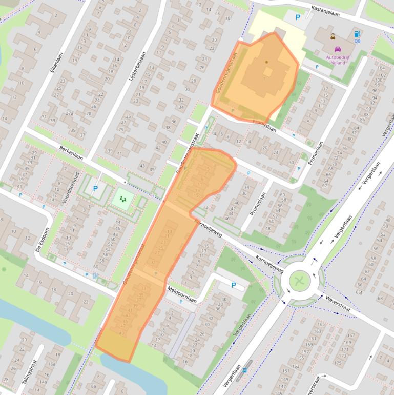 Kaart van postcodegebied 6921EG.