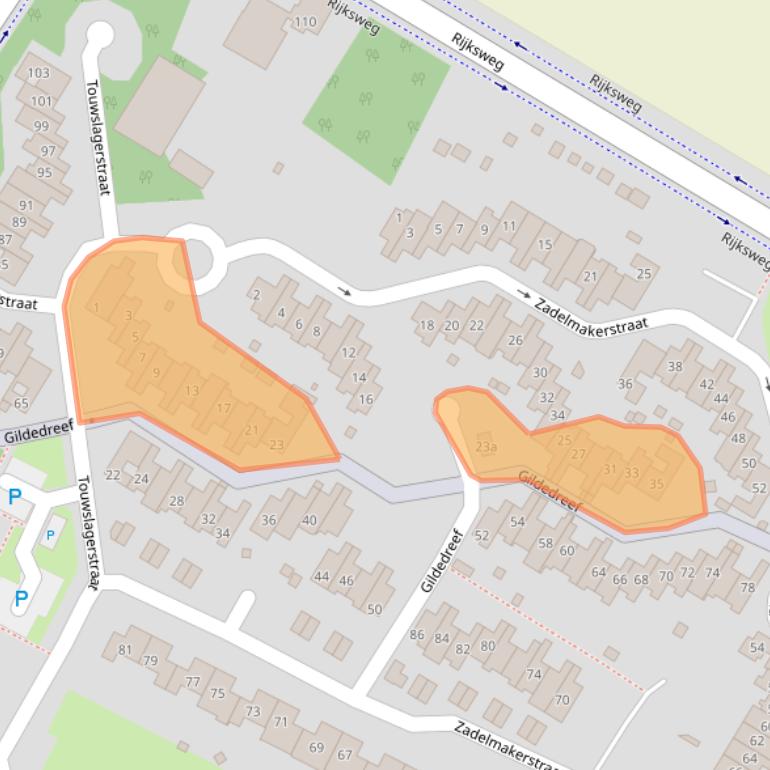 Kaart van postcodegebied 6921JG.