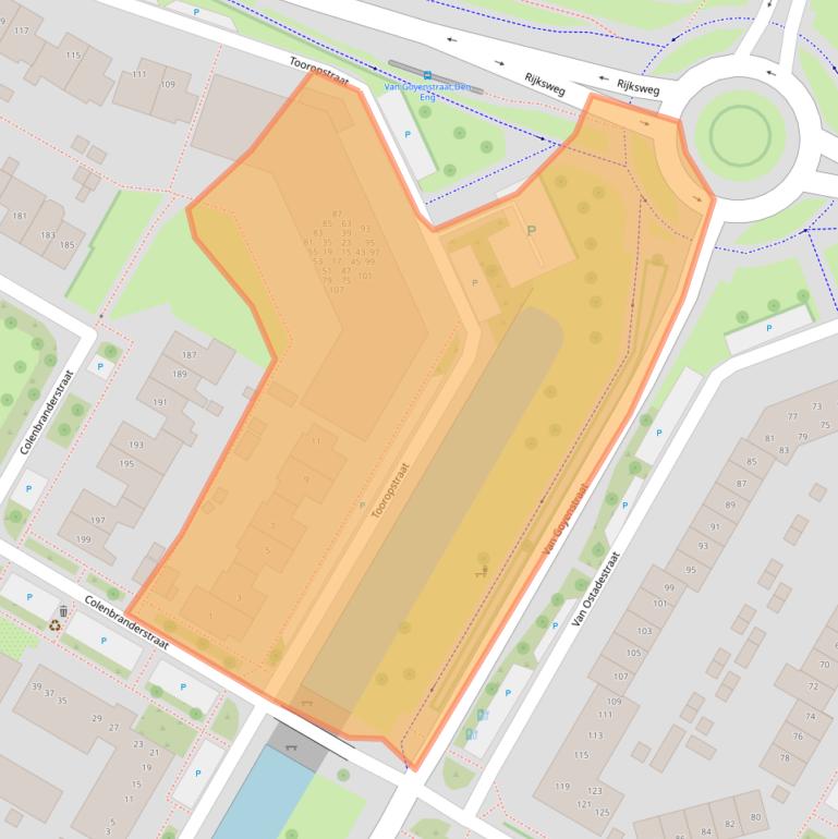 Kaart van postcodegebied 6921NV.