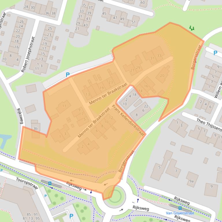 Kaart van postcodegebied 6921TX.