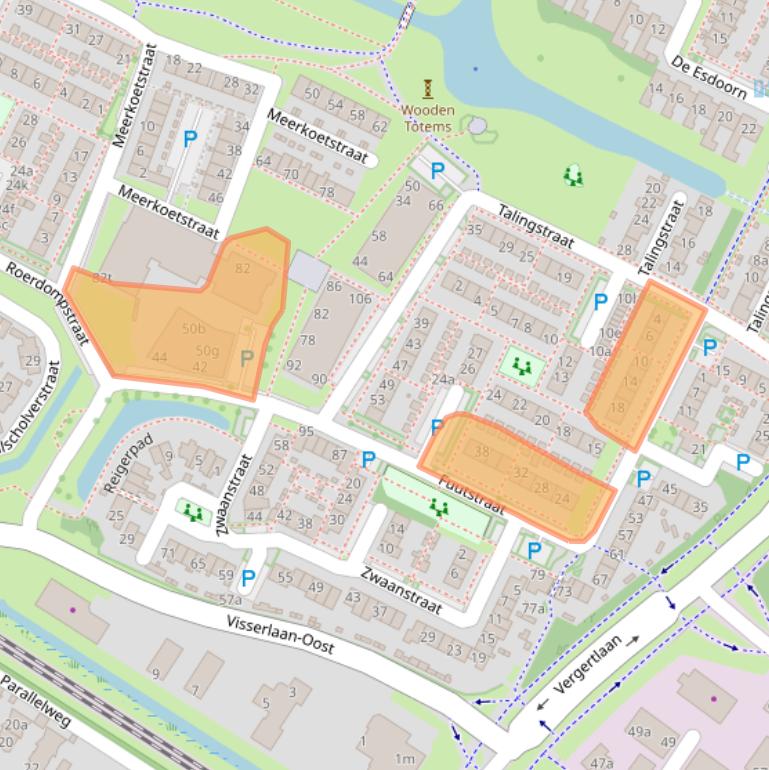 Kaart van postcodegebied 6921WJ.