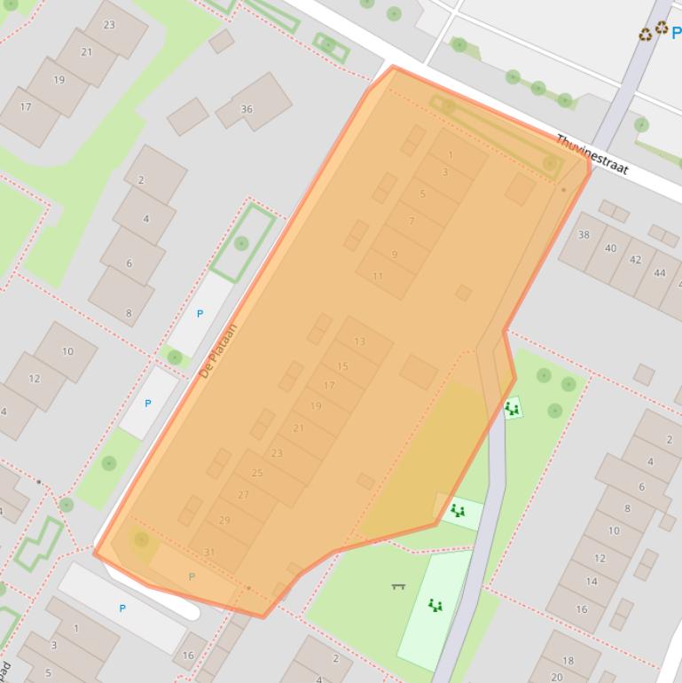 Kaart van postcodegebied 6921XC.