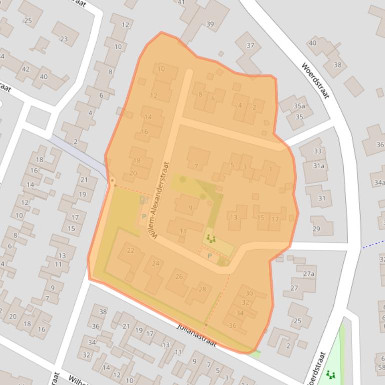 Kaart van postcodegebied 6921XG.