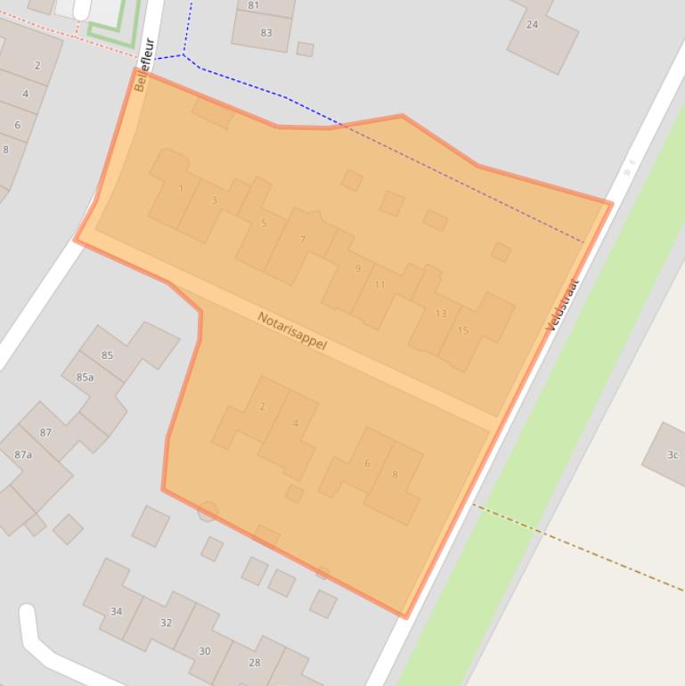 Kaart van postcodegebied 6922AD.