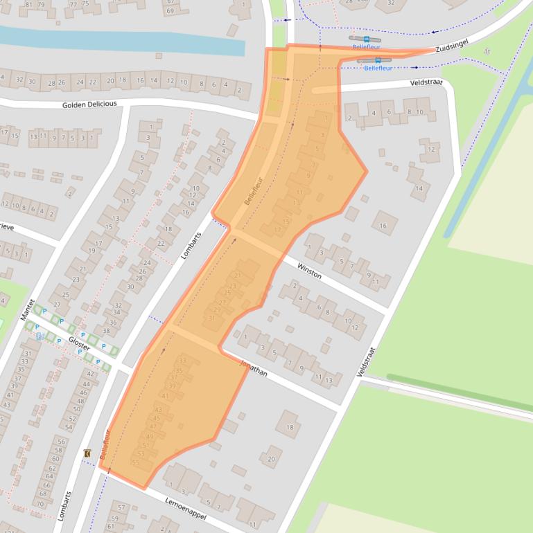 Kaart van postcodegebied 6922AH.