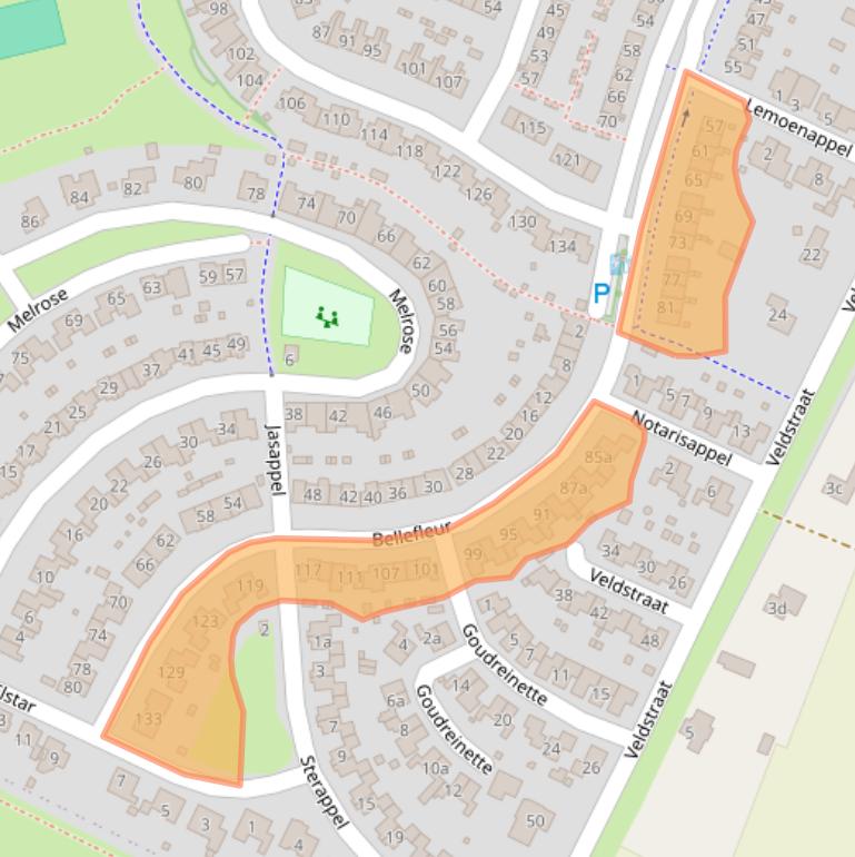 Kaart van postcodegebied 6922AJ.