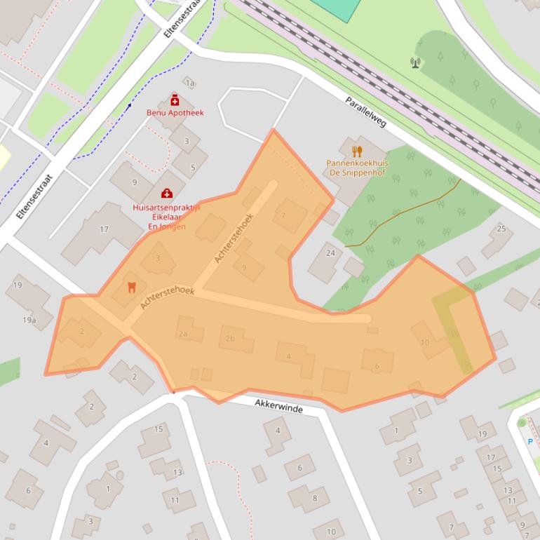 Kaart van postcodegebied 6922HS.