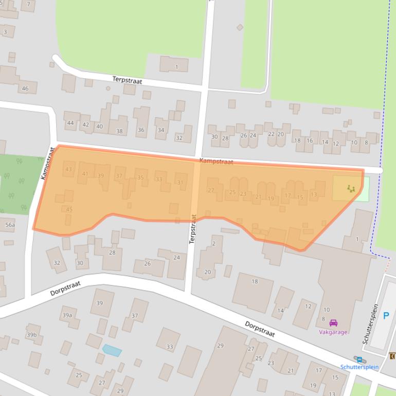 Kaart van postcodegebied 6923AJ.