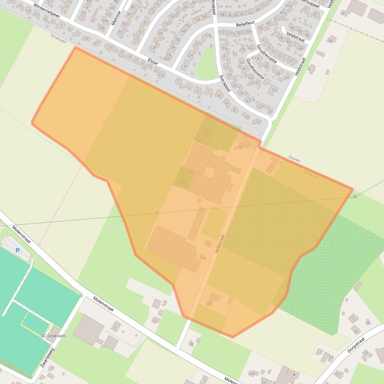 Kaart van postcodegebied 6923AT.