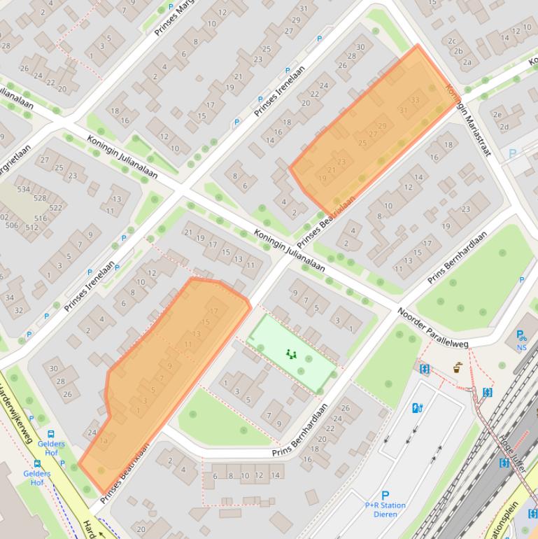 Kaart van postcodegebied 6951AD.