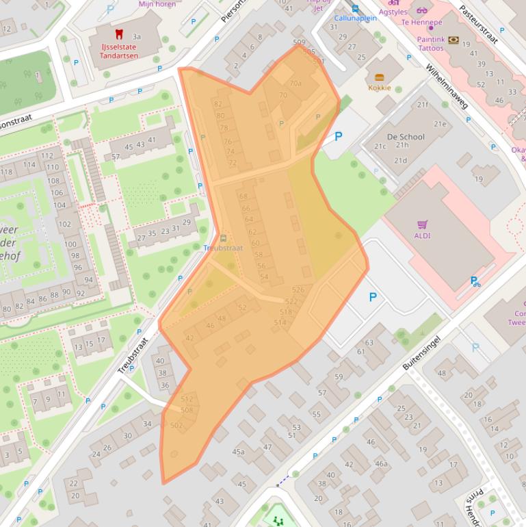 Kaart van postcodegebied 6951BB.