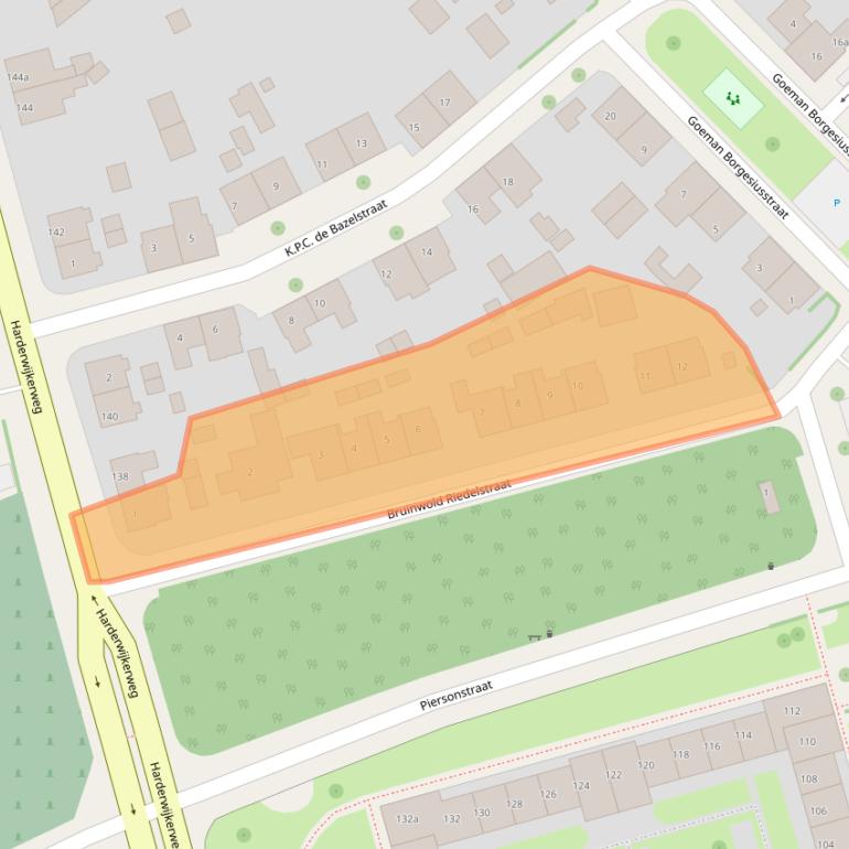 Kaart van postcodegebied 6951BE.