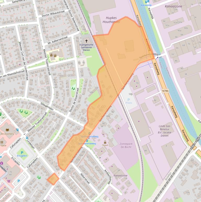 Kaart van postcodegebied 6951CE.