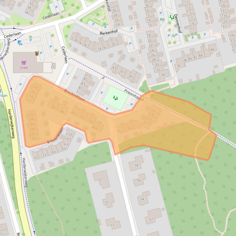 Kaart van postcodegebied 6951NE.