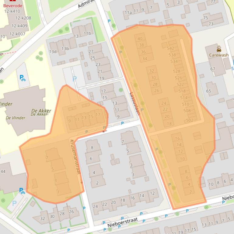 Kaart van postcodegebied 6952EW.