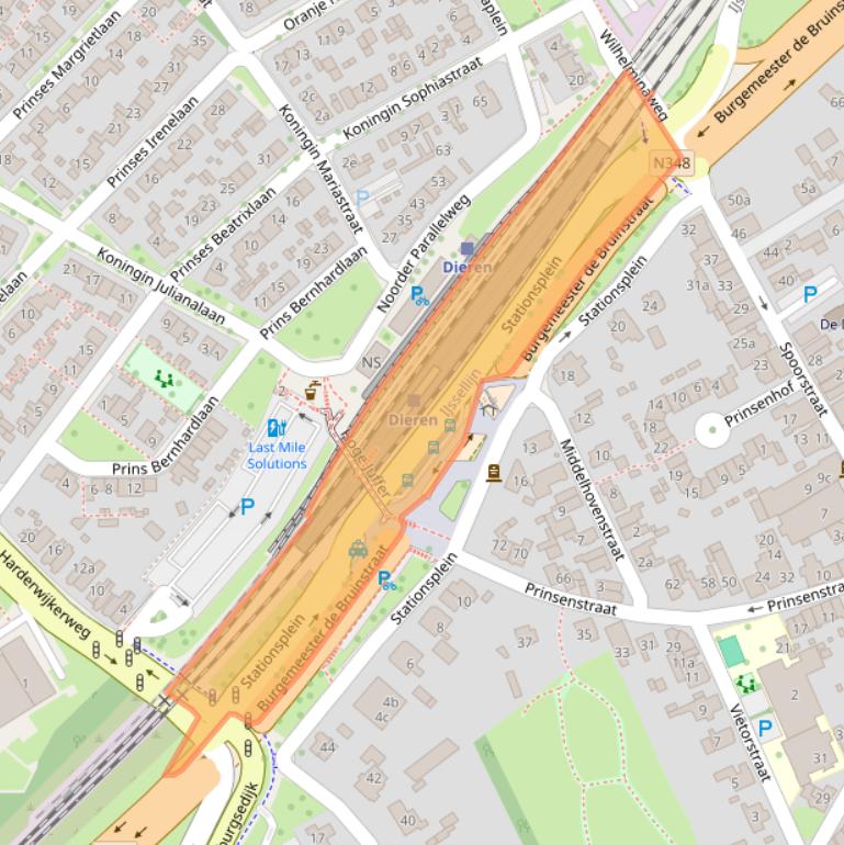 Kaart van postcodegebied 6953AA.