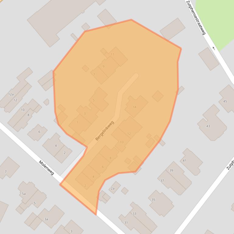 Kaart van postcodegebied 6953CX.