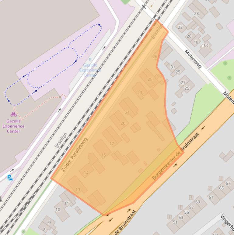 Kaart van postcodegebied 6953DB.