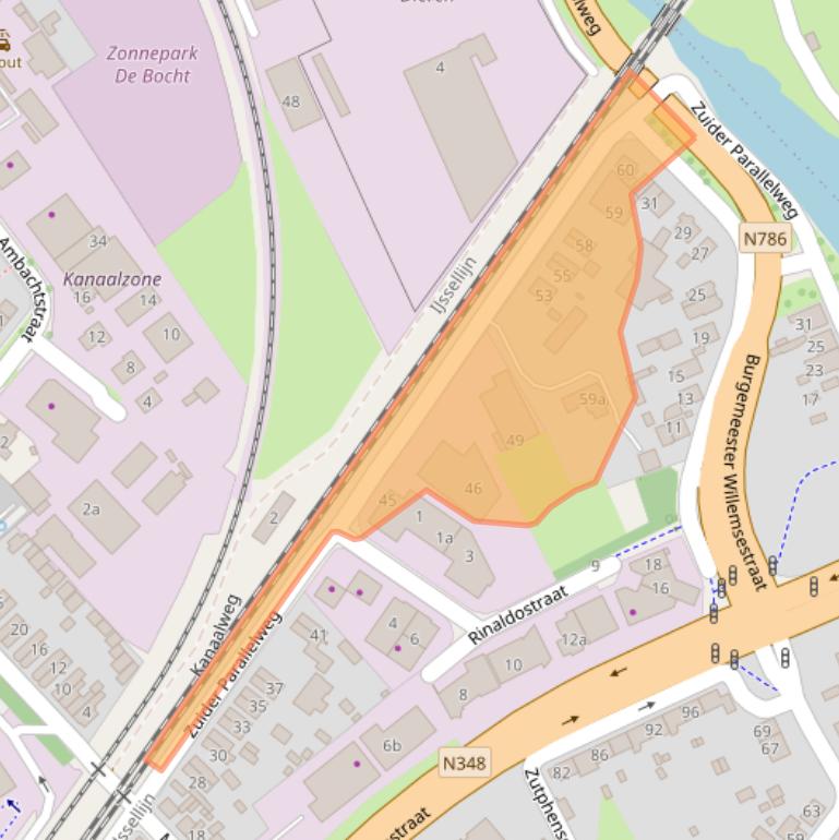 Kaart van postcodegebied 6953DD.