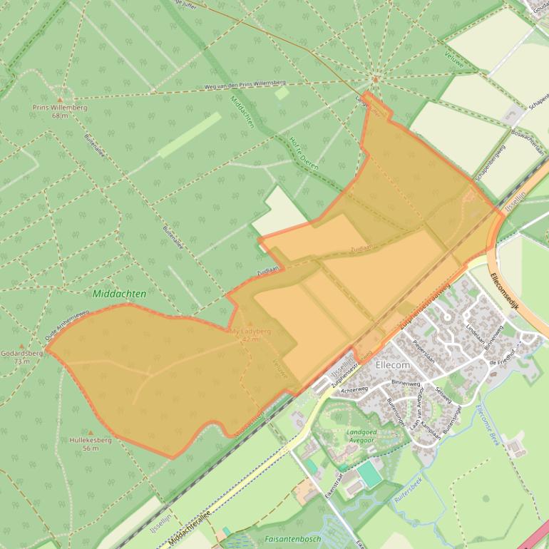 Kaart van postcodegebied 6955AE.