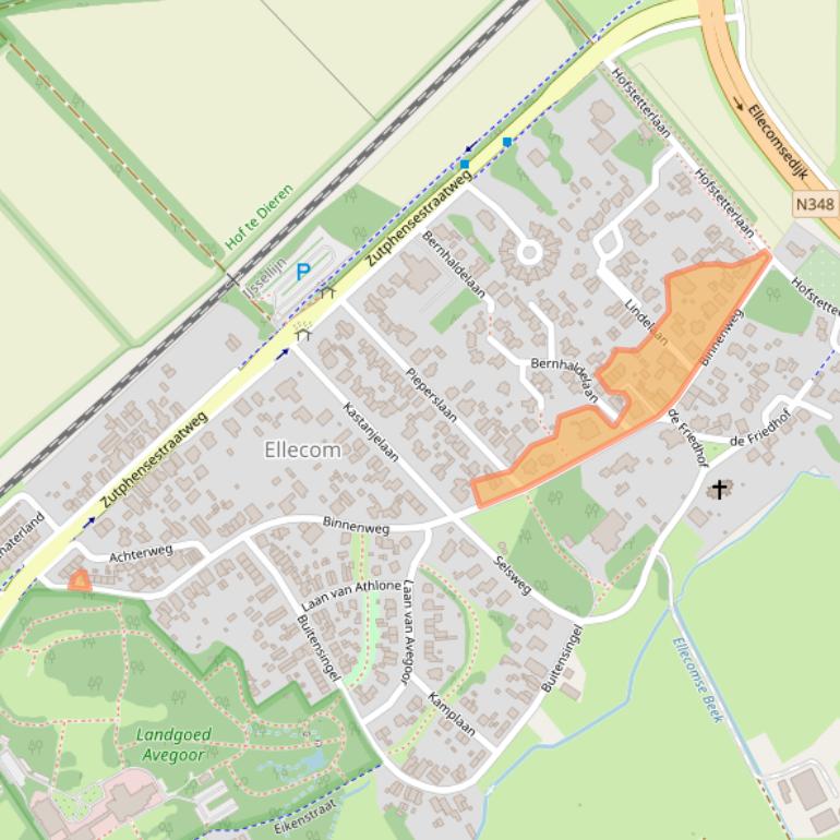 Kaart van postcodegebied 6955AW.