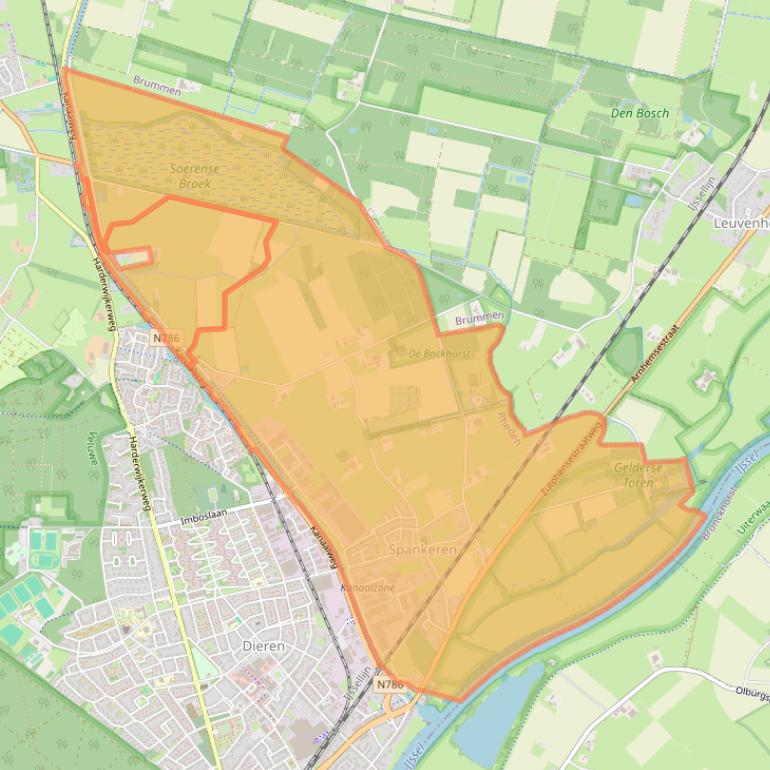 Kaart van postcodegebied 6956.