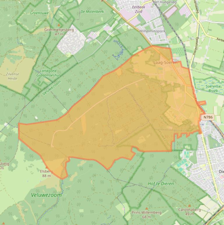 Kaart van postcodegebied 6957.