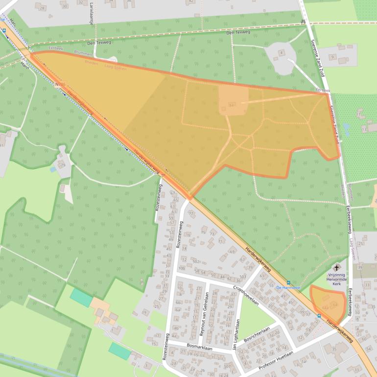 Kaart van postcodegebied 6957AG.