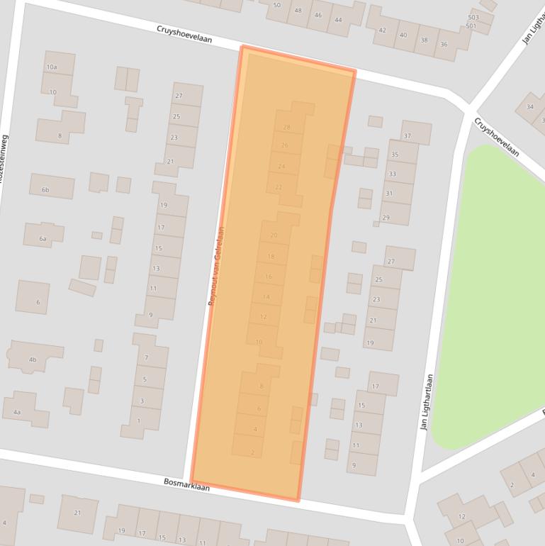 Kaart van postcodegebied 6957BE.