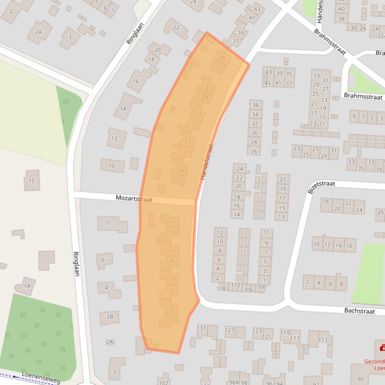 Kaart van postcodegebied 6961AA.