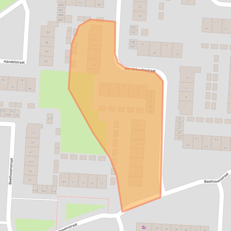 Kaart van postcodegebied 6961AR.