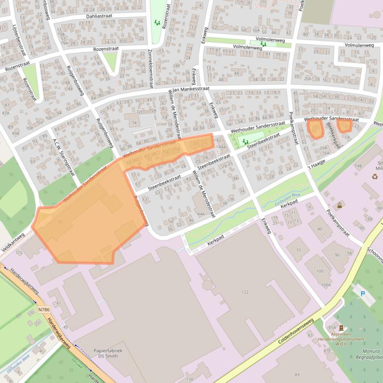 Kaart van postcodegebied 6961HA.