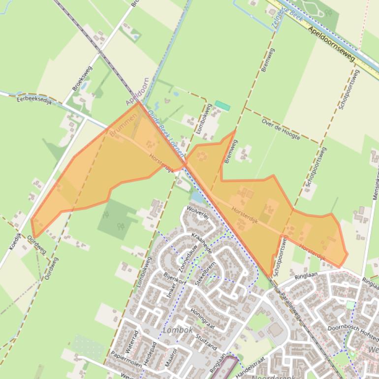 Kaart van postcodegebied 6961KP.