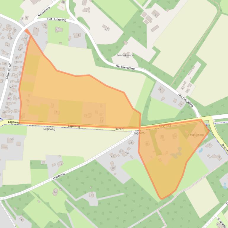 Kaart van postcodegebied 6961LV.