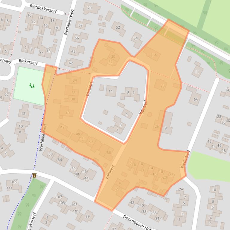 Kaart van postcodegebied 6961MX.