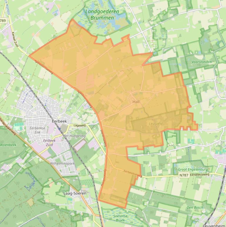 Kaart van postcodegebied 6964.