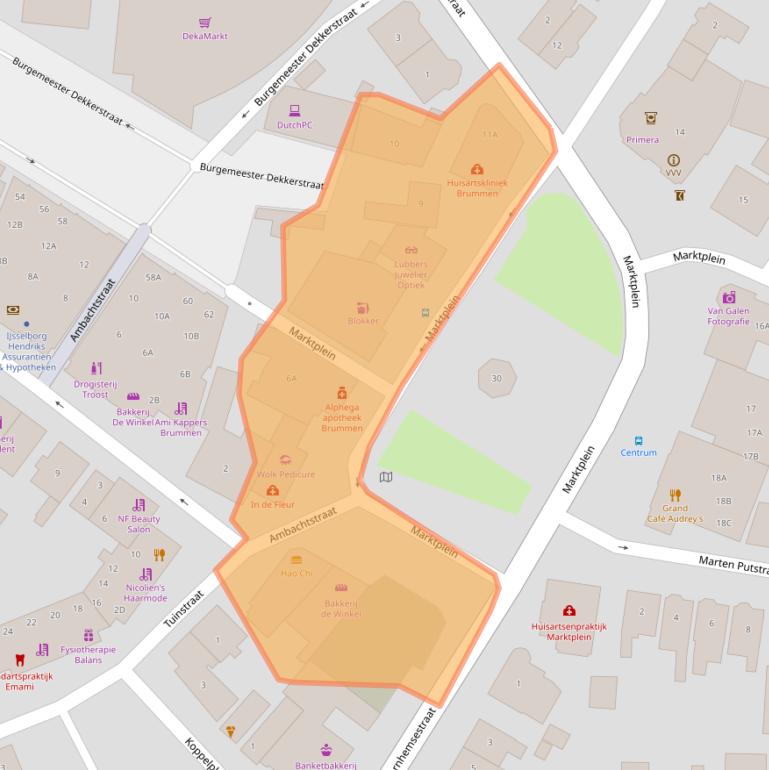 Kaart van postcodegebied 6971AA.