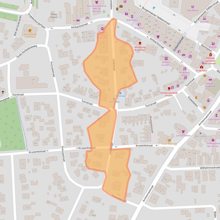 Kaart van postcodegebied 6971BA.