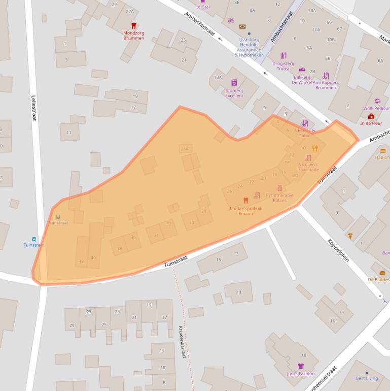 Kaart van postcodegebied 6971BJ.