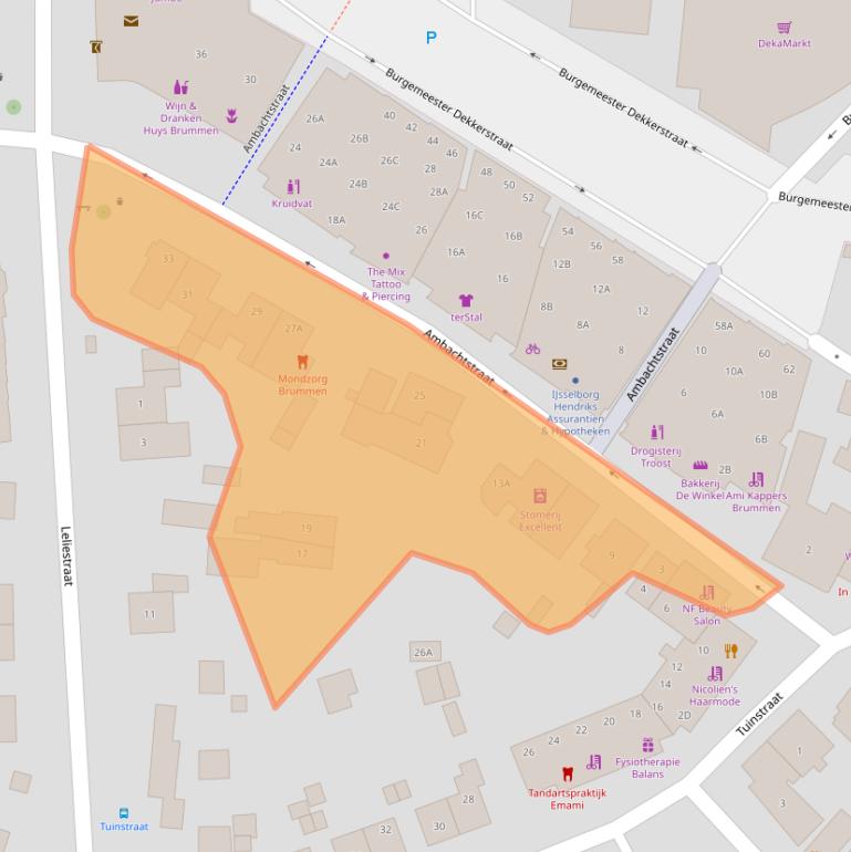 Kaart van postcodegebied 6971BN.