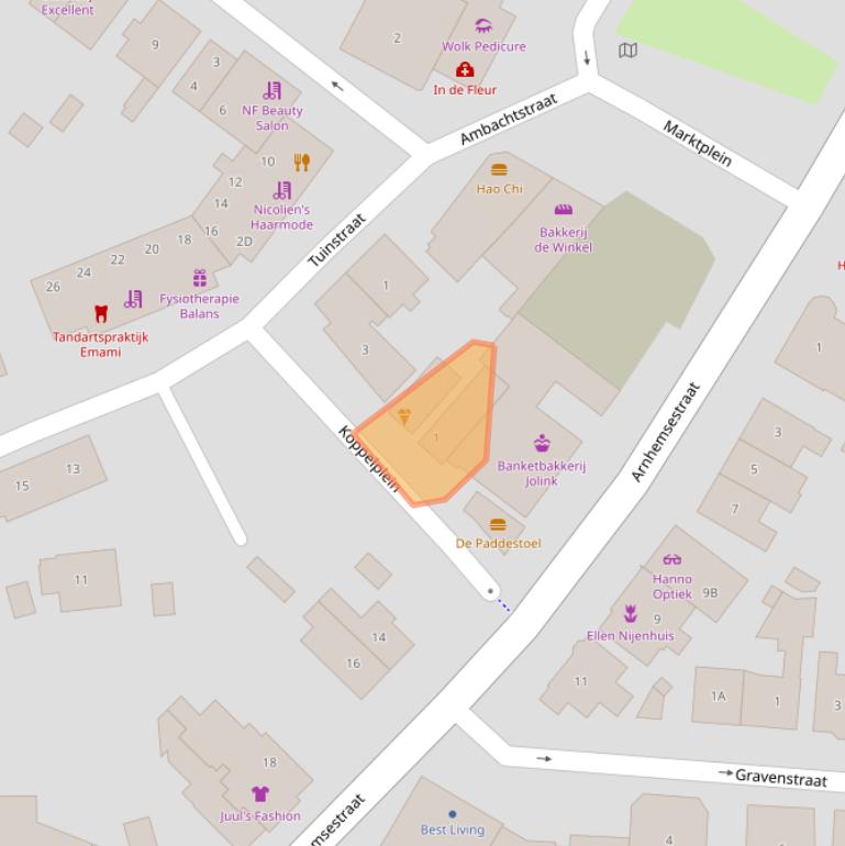 Kaart van postcodegebied 6971BZ.