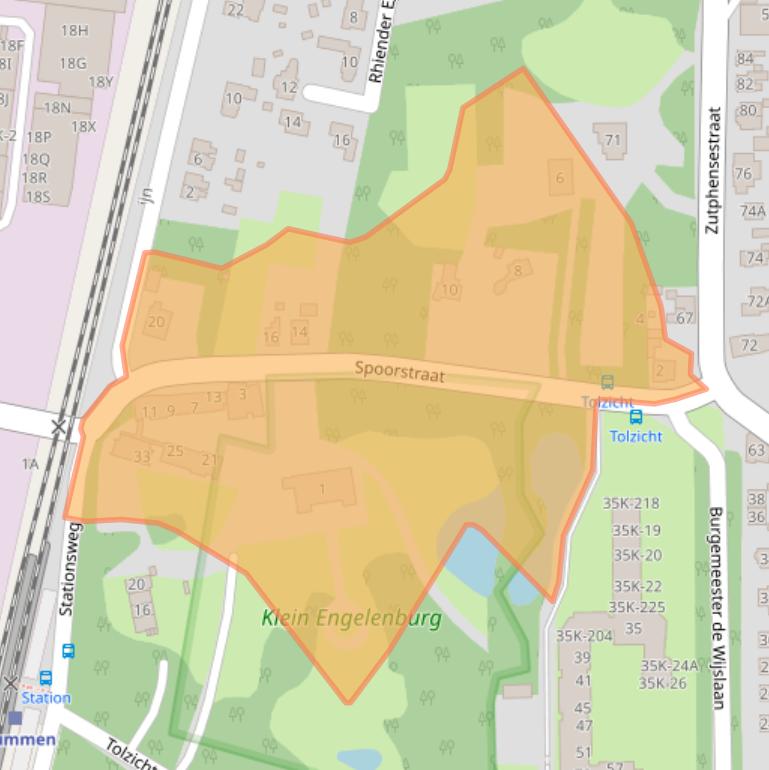 Kaart van postcodegebied 6971CA.