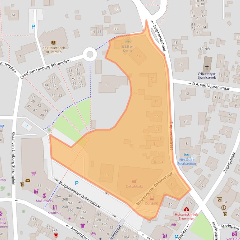 Kaart van postcodegebied 6971EE.