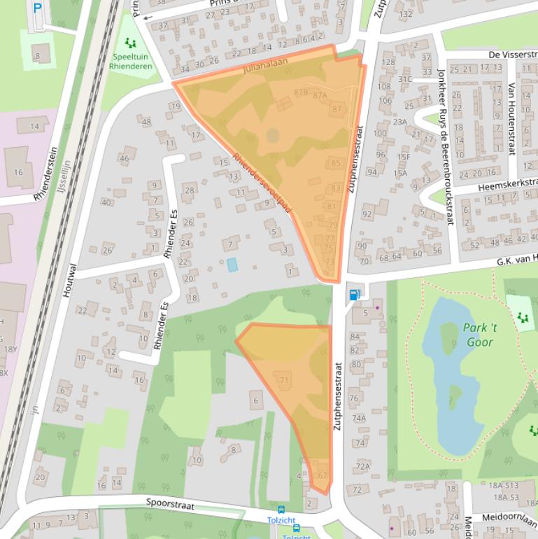 Kaart van postcodegebied 6971EH.