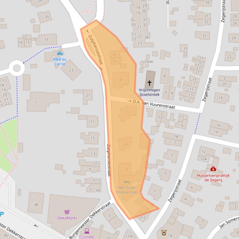 Kaart van postcodegebied 6971EM.