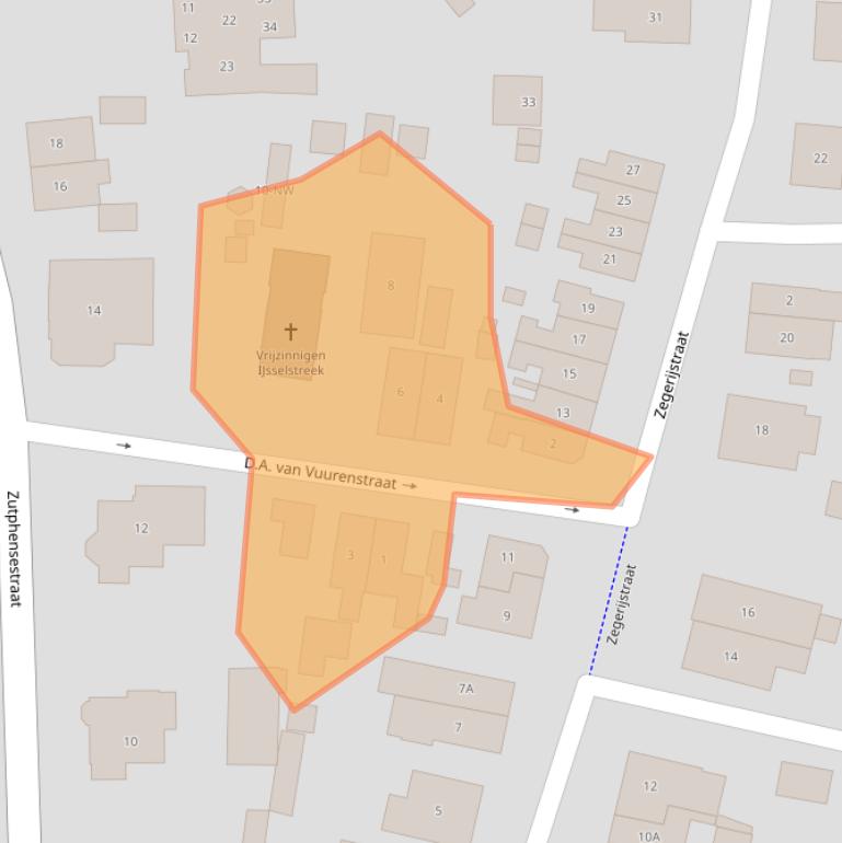 Kaart van postcodegebied 6971EW.