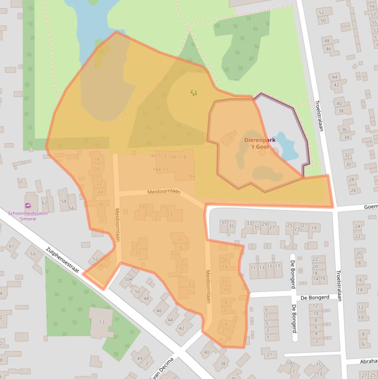 Kaart van postcodegebied 6971EX.